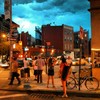 People taking photos of the derecho clouds!