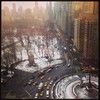 "Just the beginning" - view of Columbus Circle in the snow